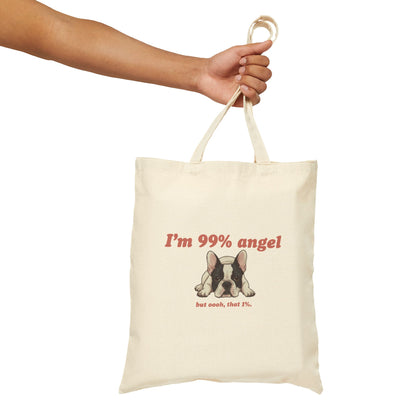 Piebald Frenchie Angel 1% Tote Bag