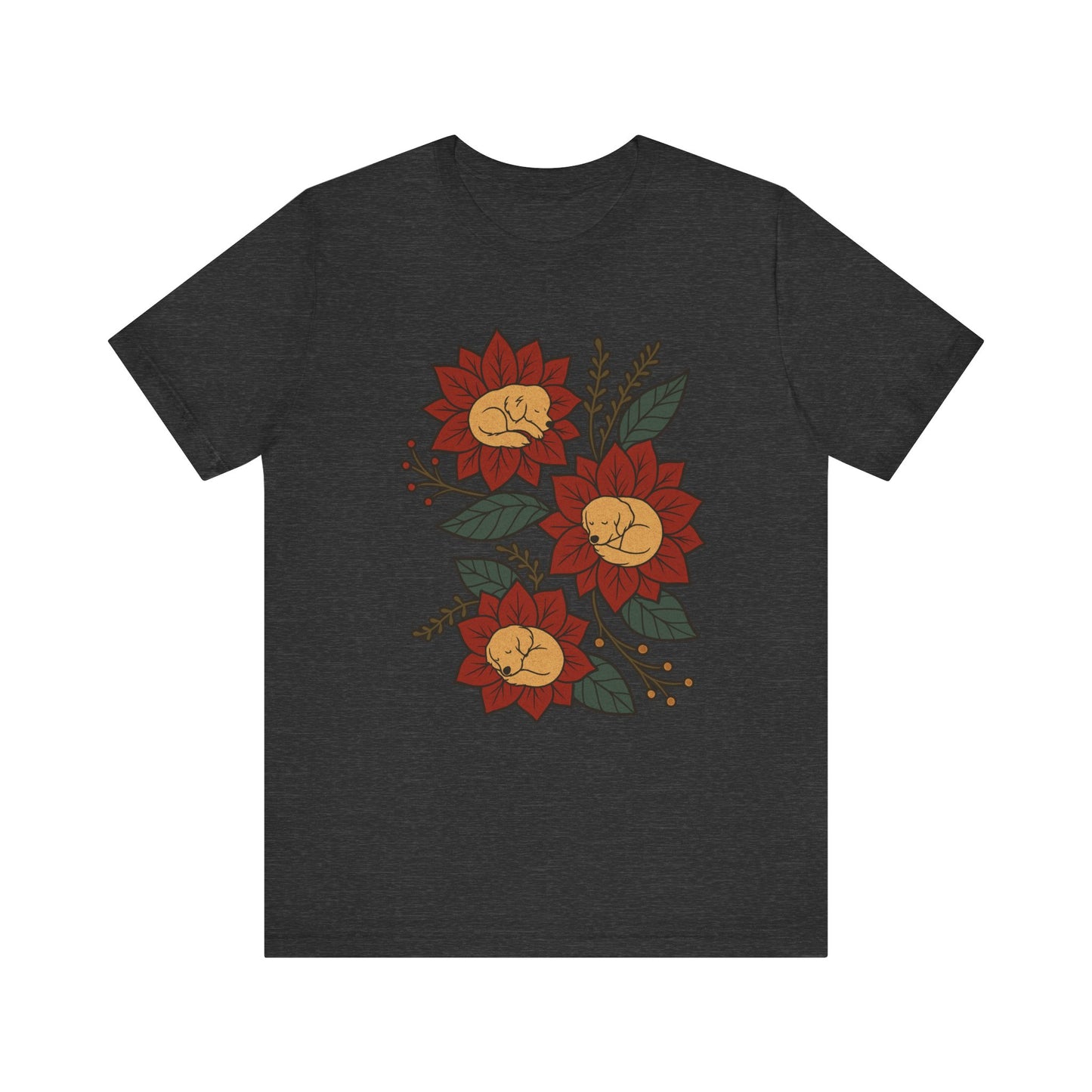Golden Retriever Holiday Flowers Sleeping TShirt