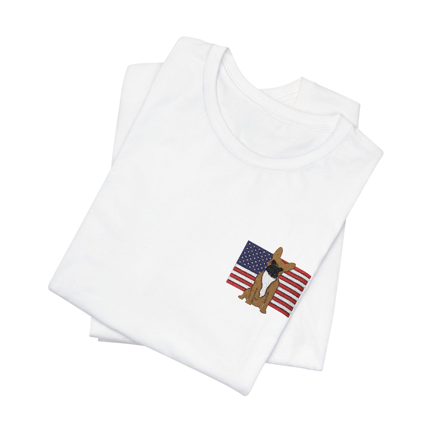 Embroidered Flag Fawn Frenchie TShirt