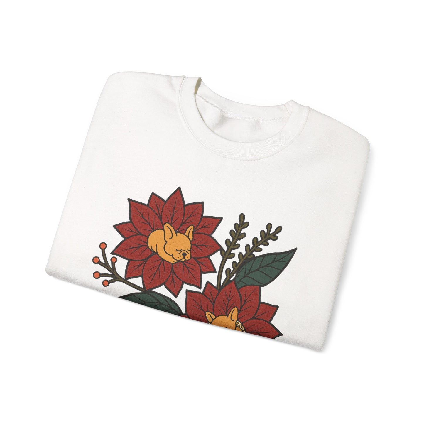 Fawn Frenchie Christmas Flower Sweatshirt