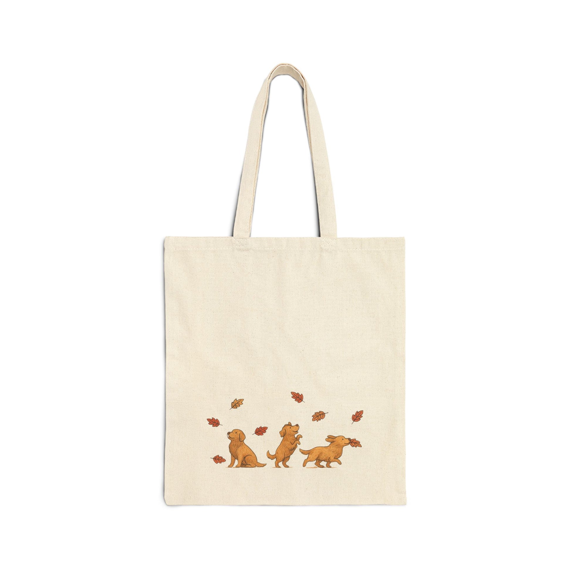 Golden Retriever Chasing Leaves Tote Bag