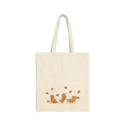 Golden Retriever Chasing Leaves Tote Bag