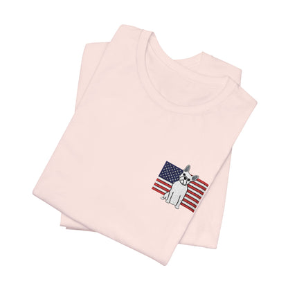 Embroidered Flag White Frenchie TShirt
