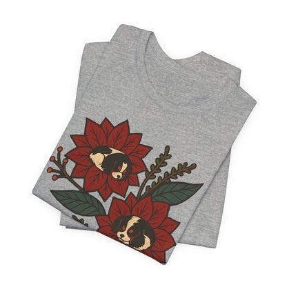 Tricolor Cavalier Holiday Flowers Sleeping TShirt