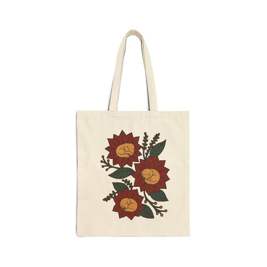 Golden Retriever Holiday Flower Sleeping Tote Bag