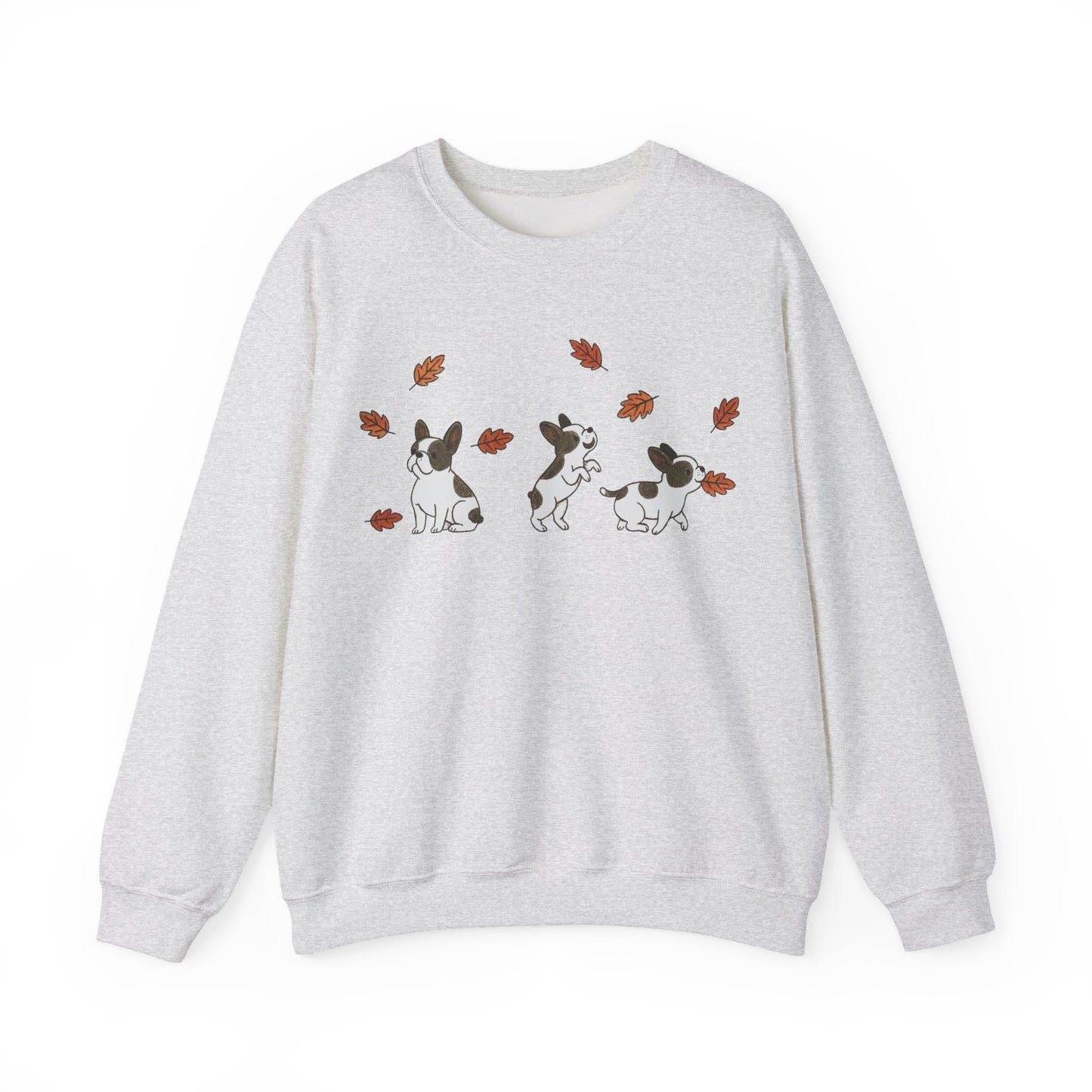 Piebald Frenchie Chasing Leaves Sweatshirt
