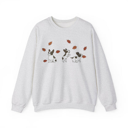 Piebald Frenchie Chasing Leaves Sweatshirt