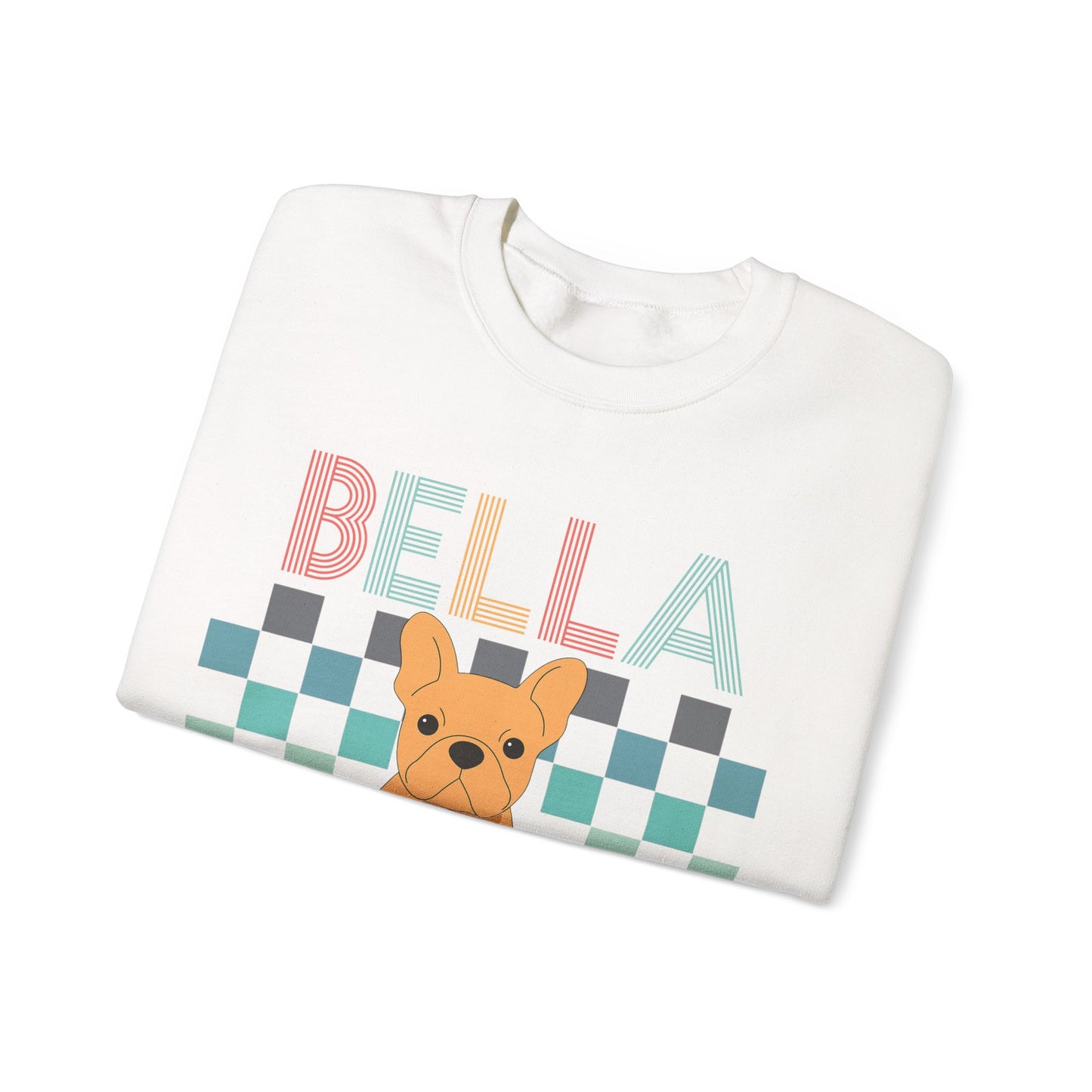 Fawn French Bulldog Retro Checkered Sweatshirt