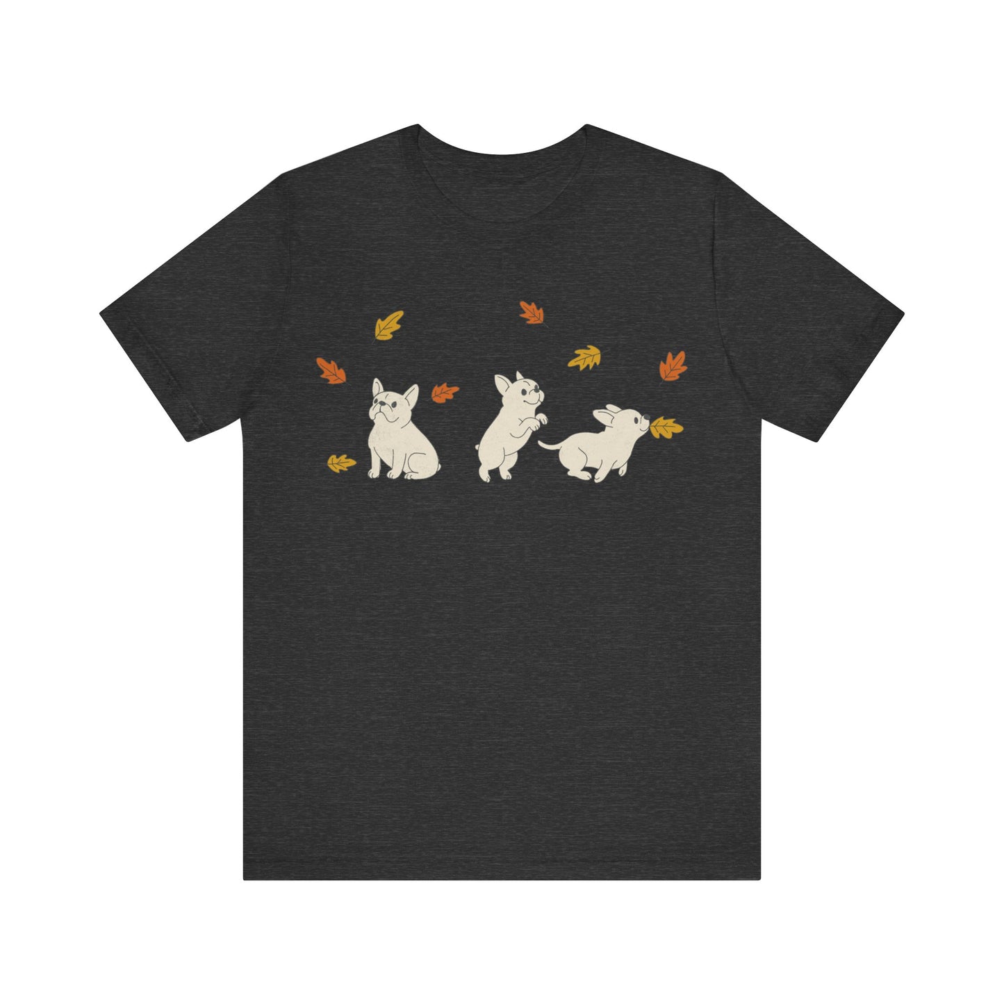 White Frenchie Chasing Leaves TShirt