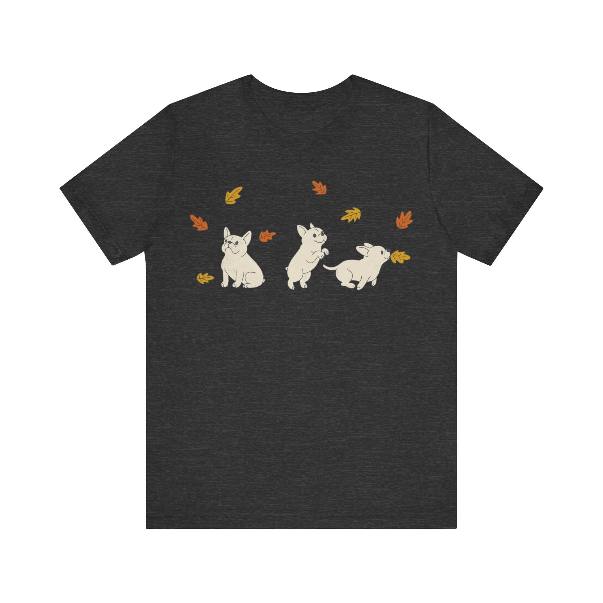 White Frenchie Chasing Leaves TShirt