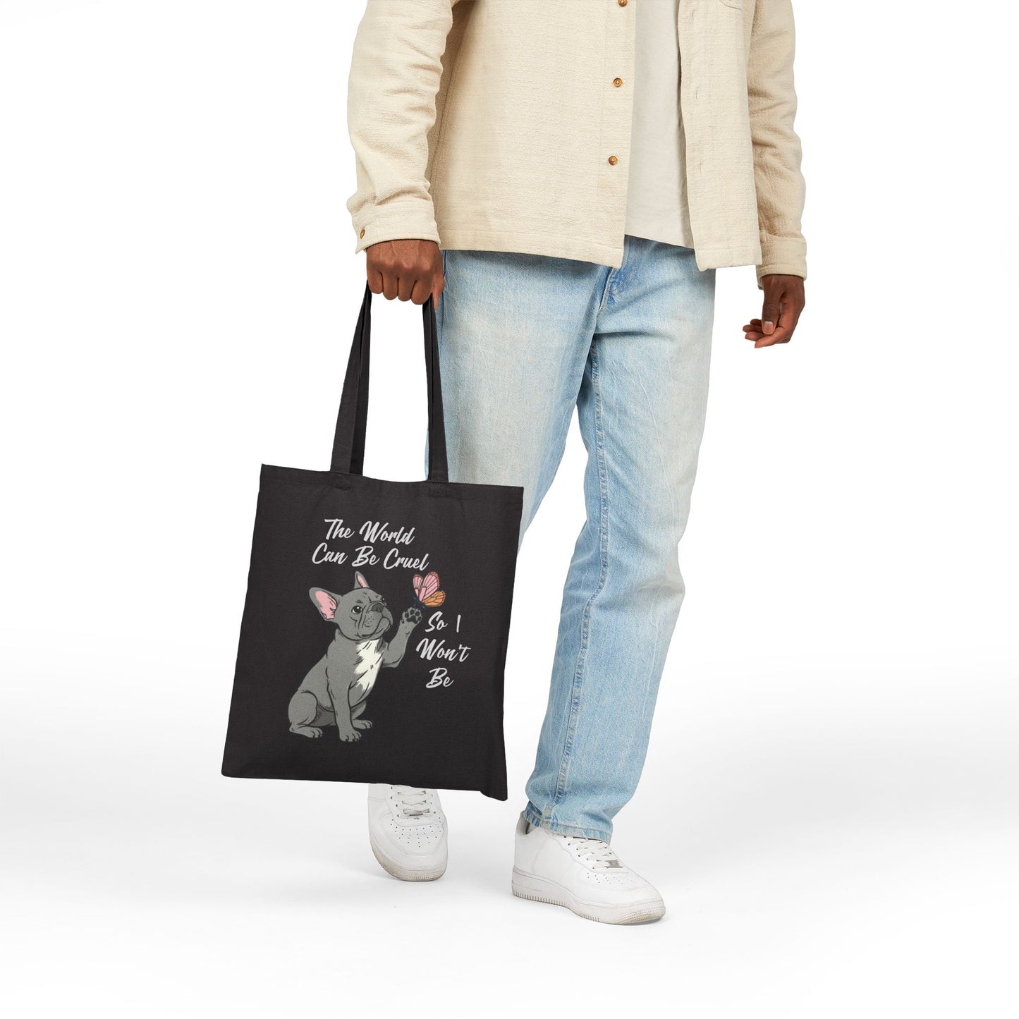 Cruel World Black Frenchie Tote Bag