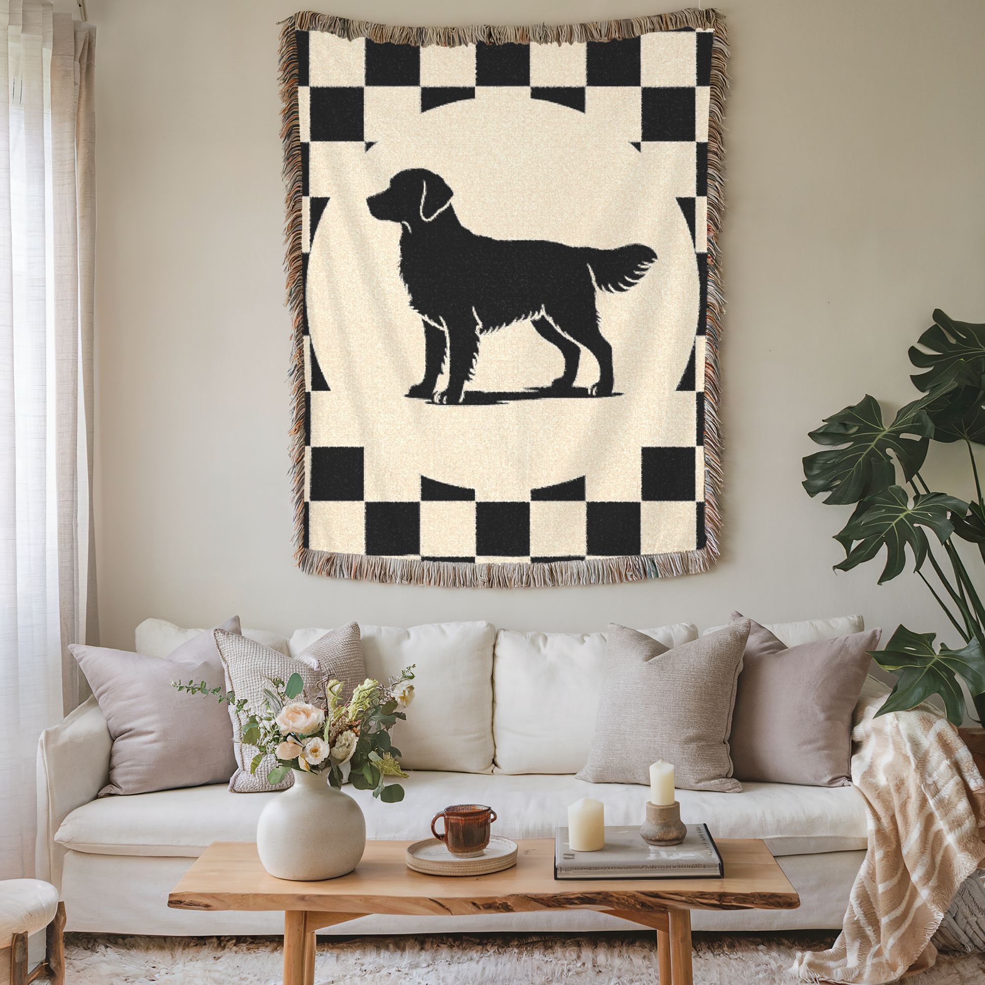 Golden Retriever Checkered Racing Throw Blanket