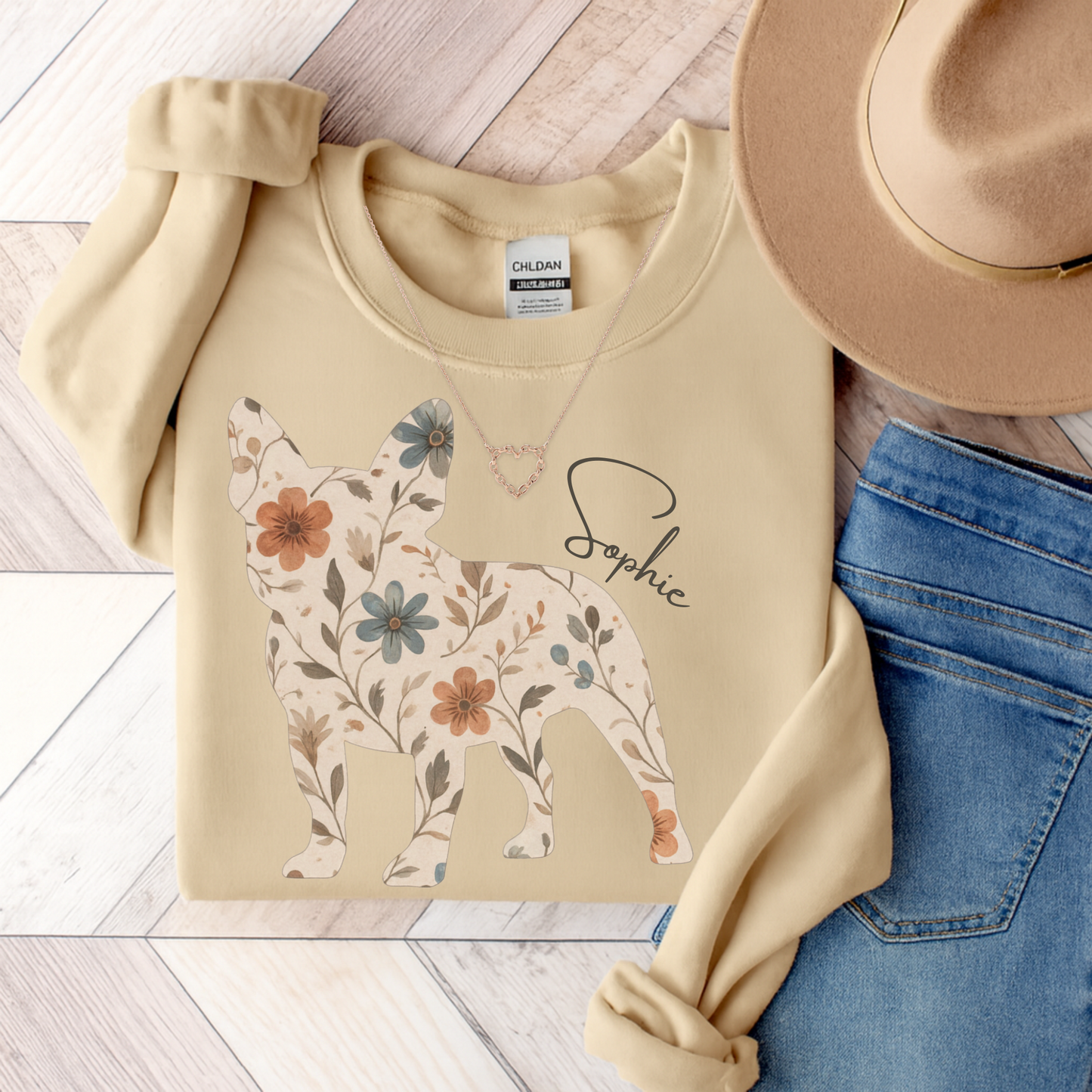 Frenchie Floral Silhouette Sweatshirt