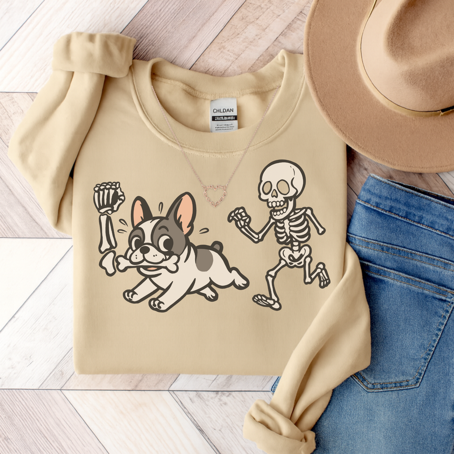 Piebald French Bulldog Grave Robber Sweatshirt