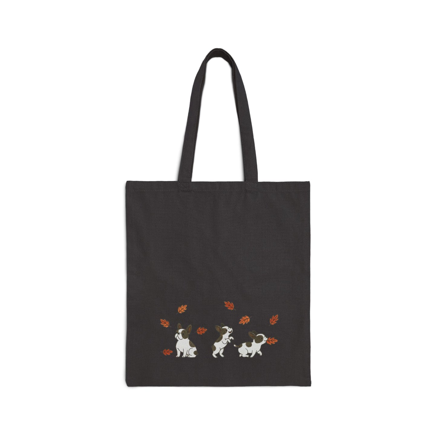 Piebald Frenchie Chasing Leaves Tote Bag