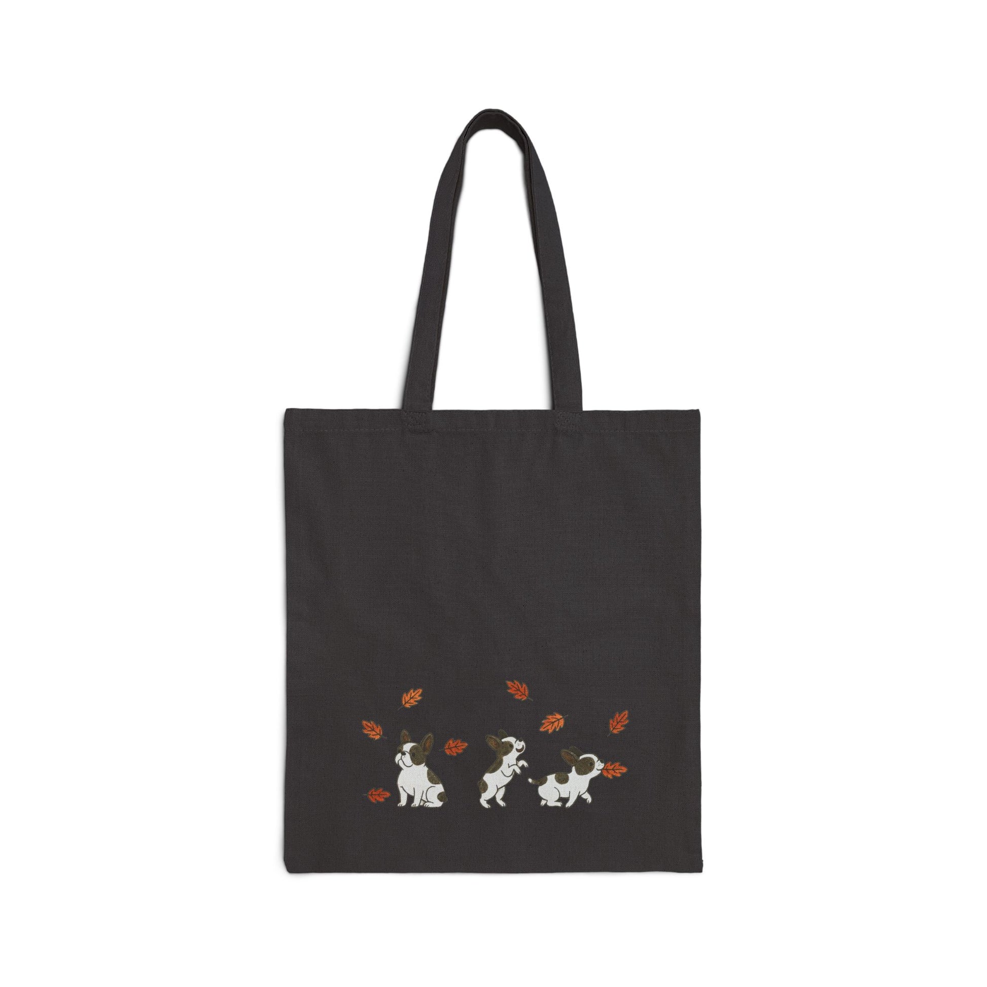 Piebald Frenchie Chasing Leaves Tote Bag