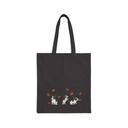 Piebald Frenchie Chasing Leaves Tote Bag