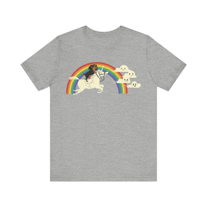 Rainbow Unicorn Black Tan Cavalier Tshirt