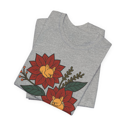 Fawn Frenchie Holiday Flowers Sleeping TShirt