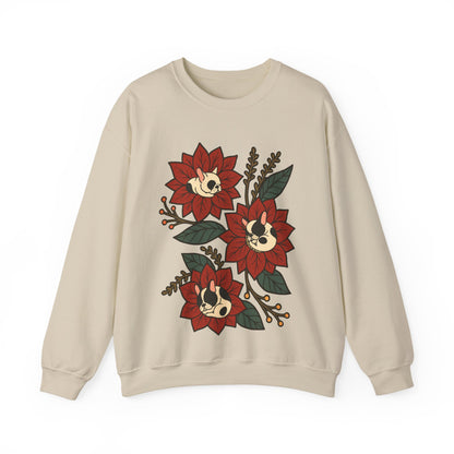 Piebald Frenchie Christmas Flower Sweatshirt
