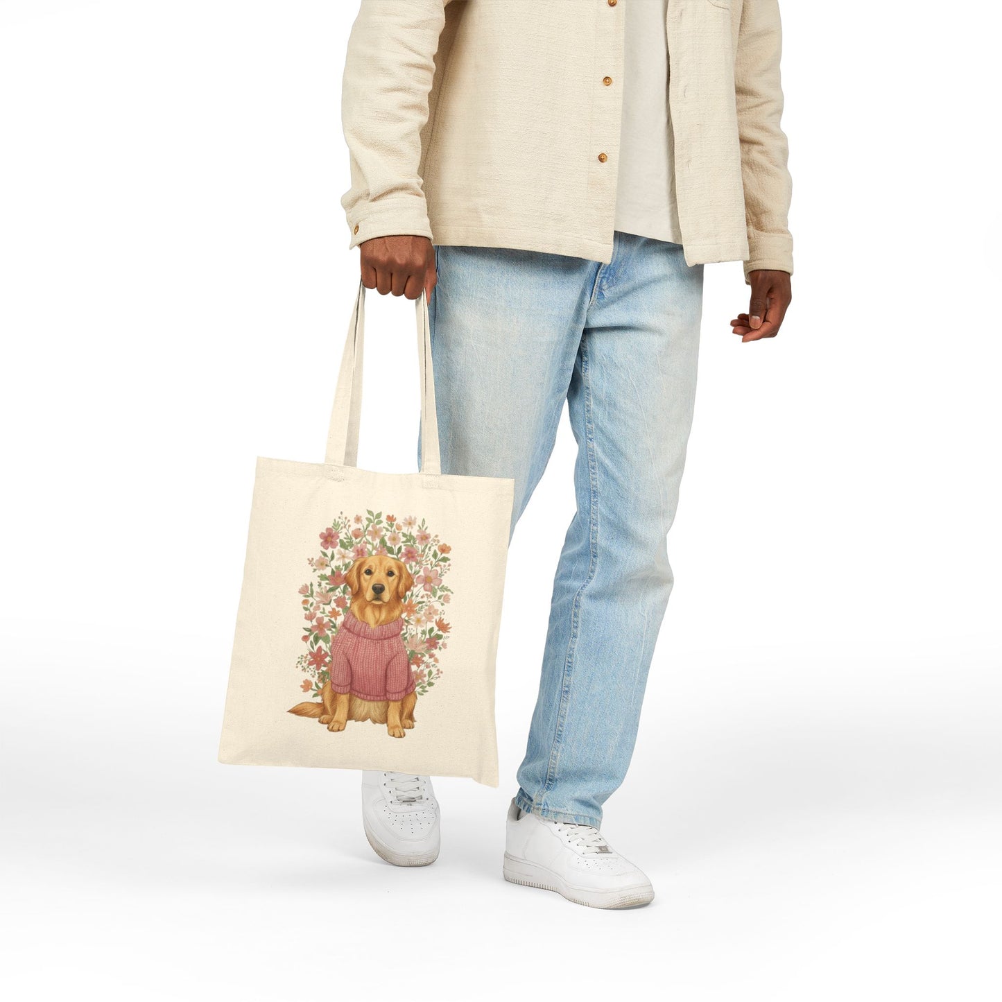 Golden Retriever Bouquet Tote Bag