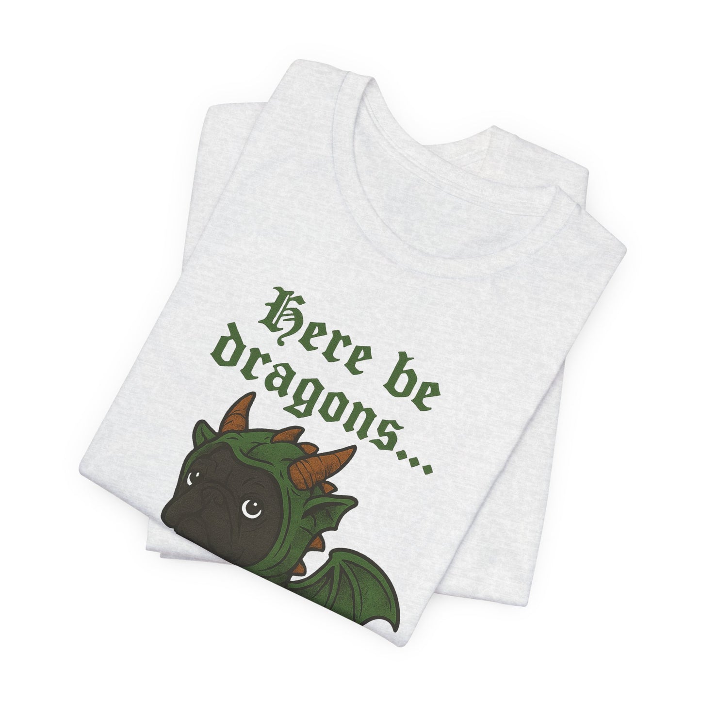 Black French Bulldog Here Be Dragons TShirt