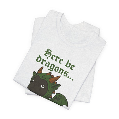 Black French Bulldog Here Be Dragons TShirt