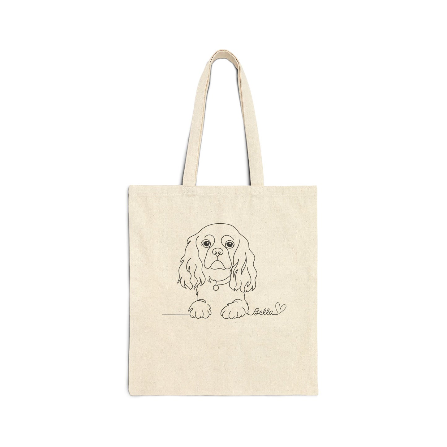Custom Single Line King Charles Cavalier Tote Bag