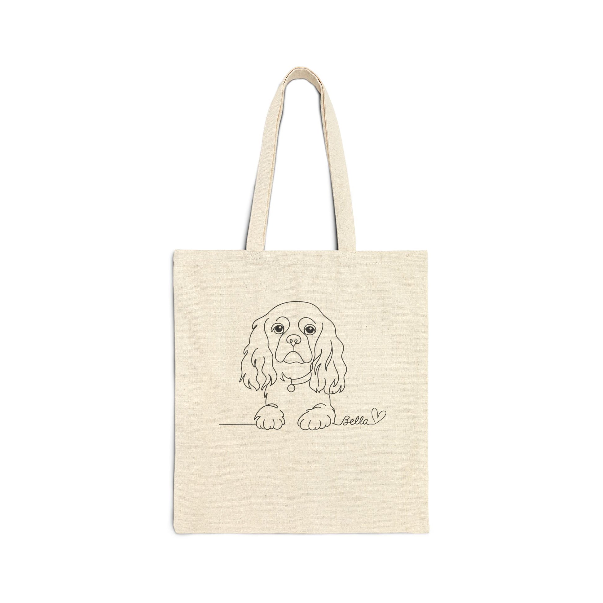 Custom Single Line King Charles Cavalier Tote Bag