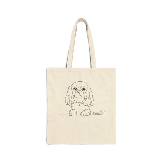 Custom Single Line King Charles Cavalier Tote Bag