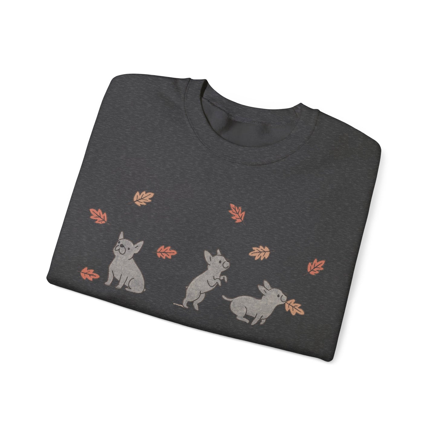 Black French Bulldog Chasing Leaves Sweatshirt