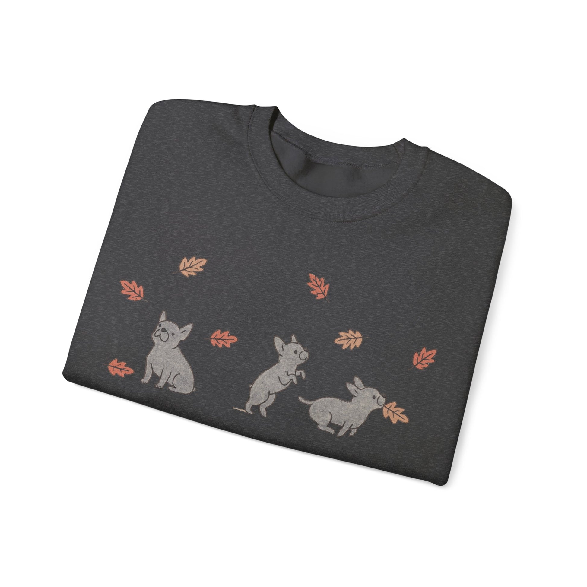 Black French Bulldog Chasing Leaves Sweatshirt