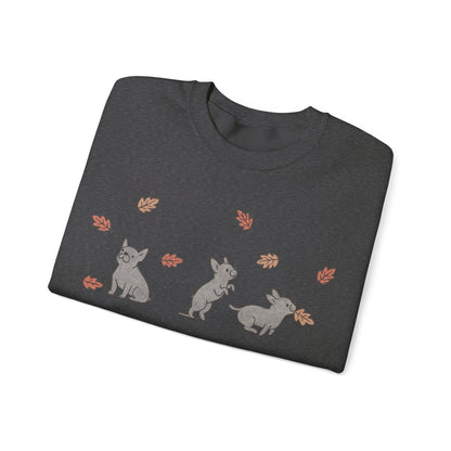 Black French Bulldog Chasing Leaves Sweatshirt