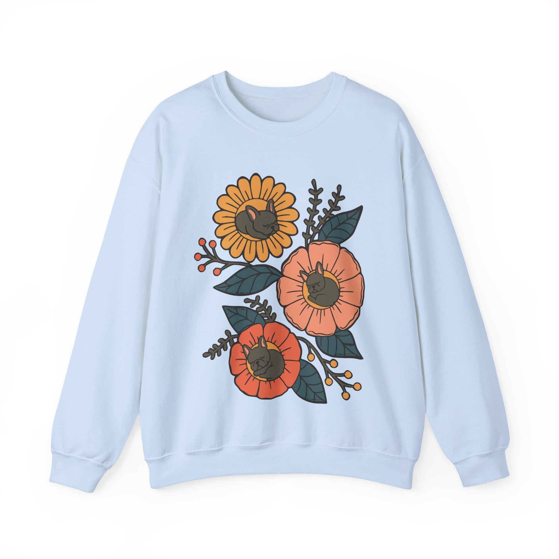 Black Frenchie Sleeping Flowers Sweatshirt