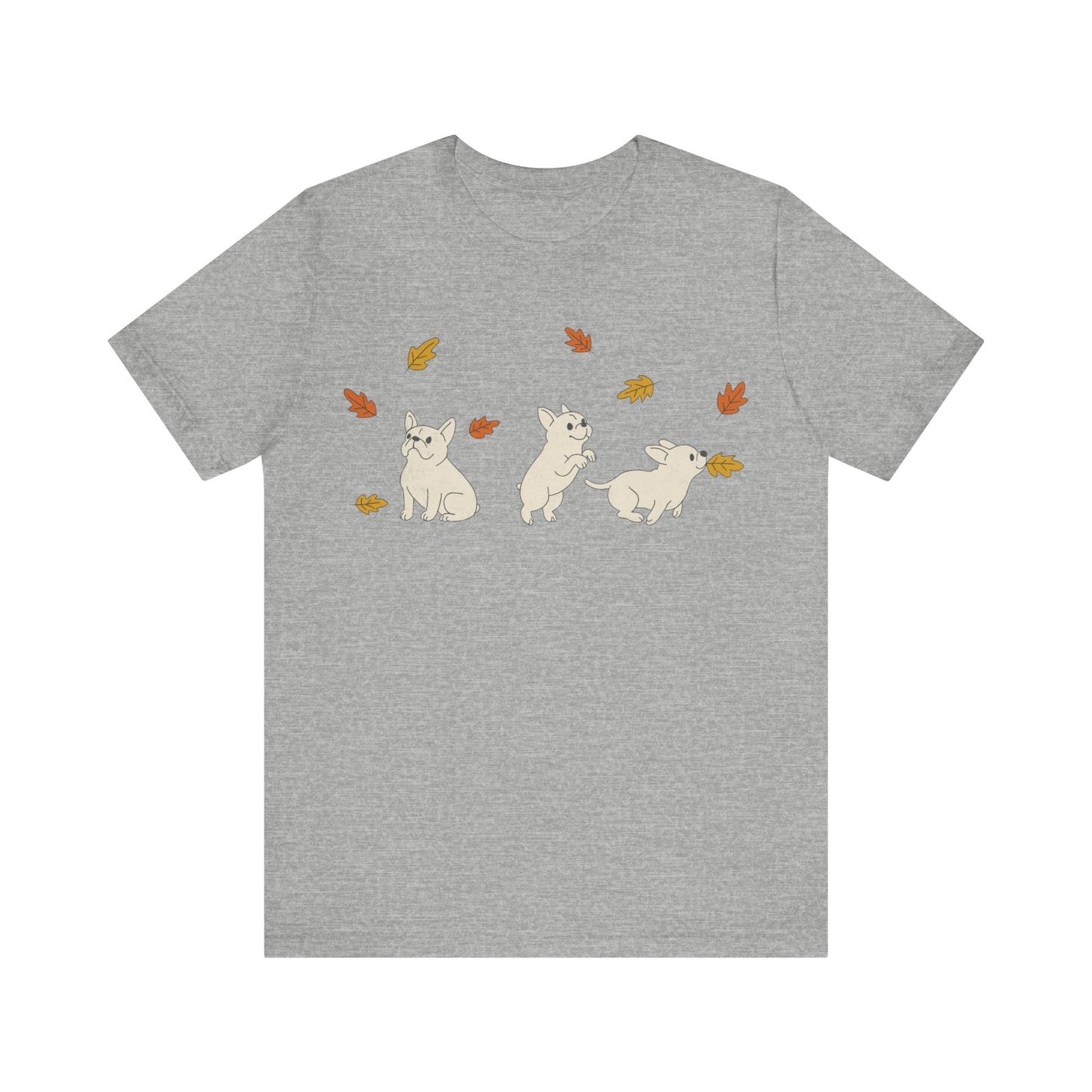 White Frenchie Chasing Leaves TShirt