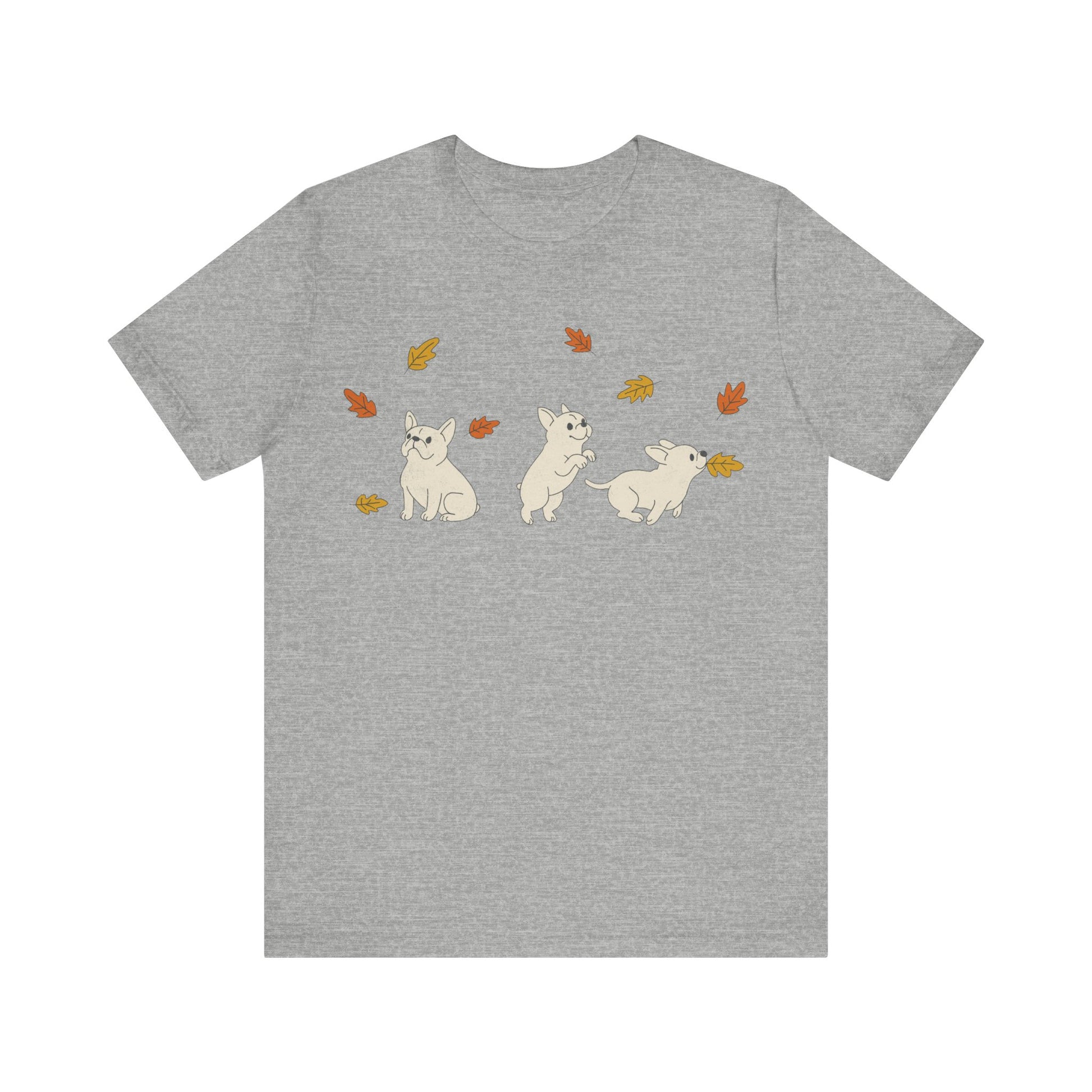 White Frenchie Chasing Leaves TShirt