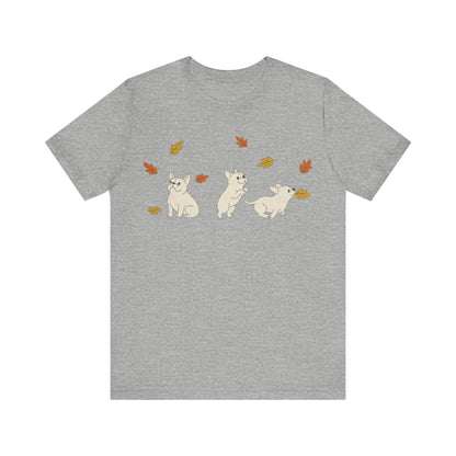 White Frenchie Chasing Leaves TShirt