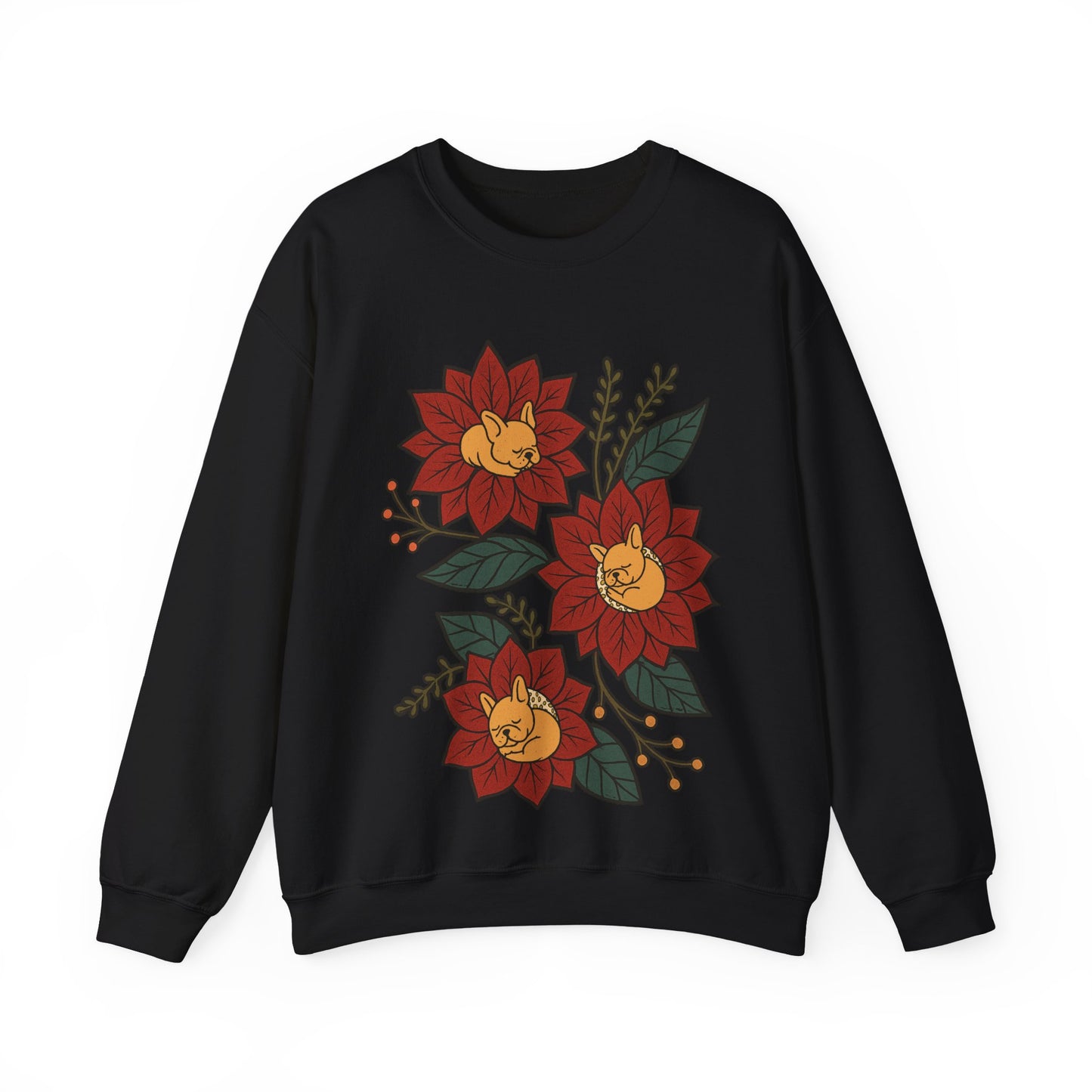 Fawn Frenchie Christmas Flower Sweatshirt