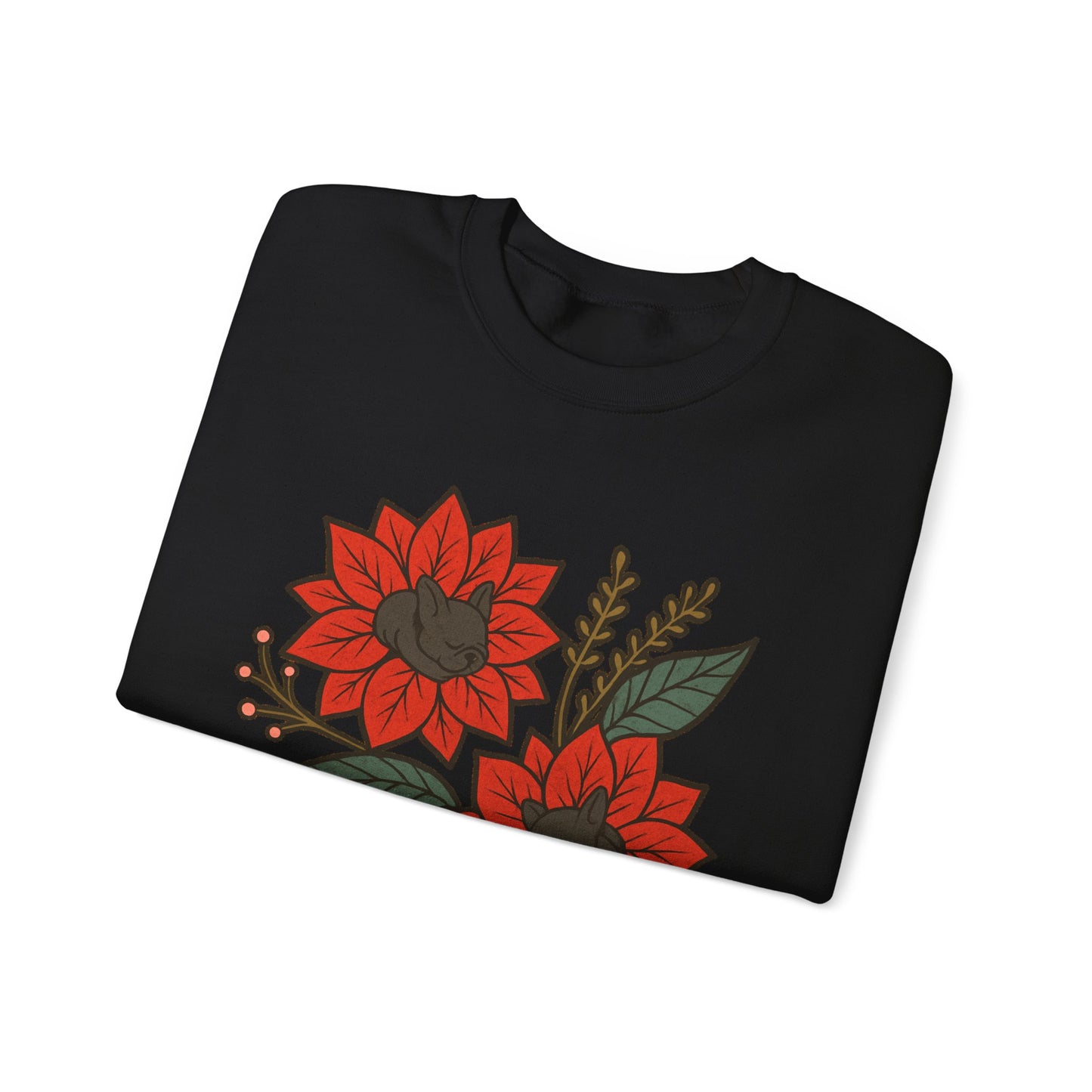 Black Frenchie Christmas Flower Sweatshirt