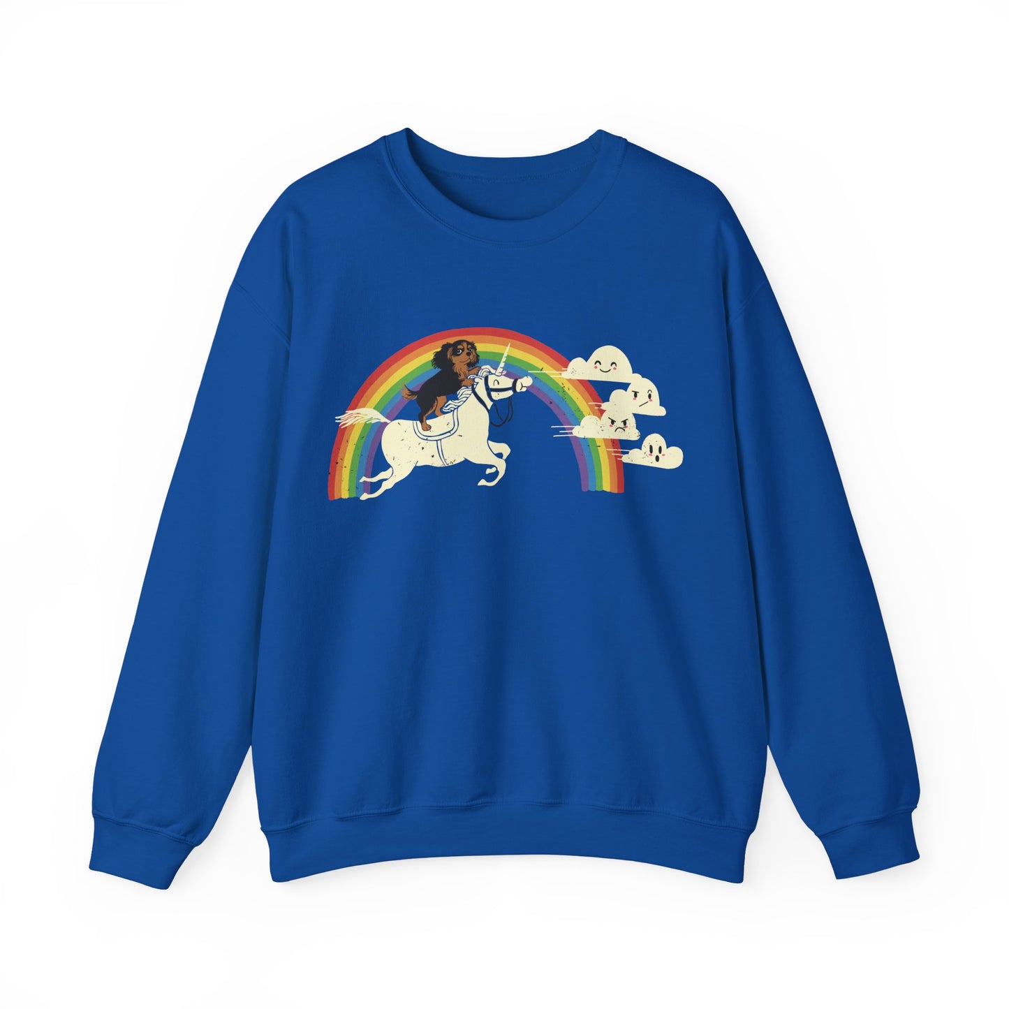 Rainbow and Unicorn Black Tan Cavalier Sweatshirt