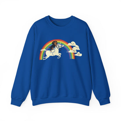 Rainbow and Unicorn Black Tan Cavalier Sweatshirt