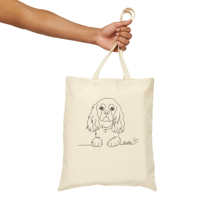 Custom Single Line King Charles Cavalier Tote Bag