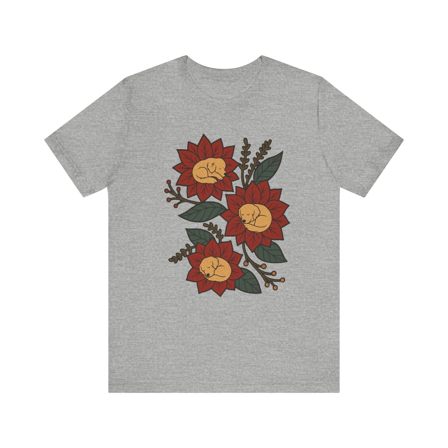 Golden Retriever Holiday Flowers Sleeping TShirt