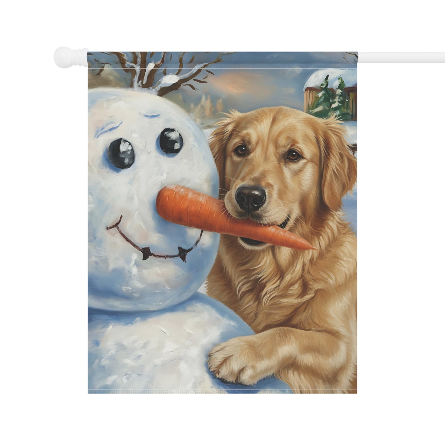 Golden Retriever Snowman Garden Flag
