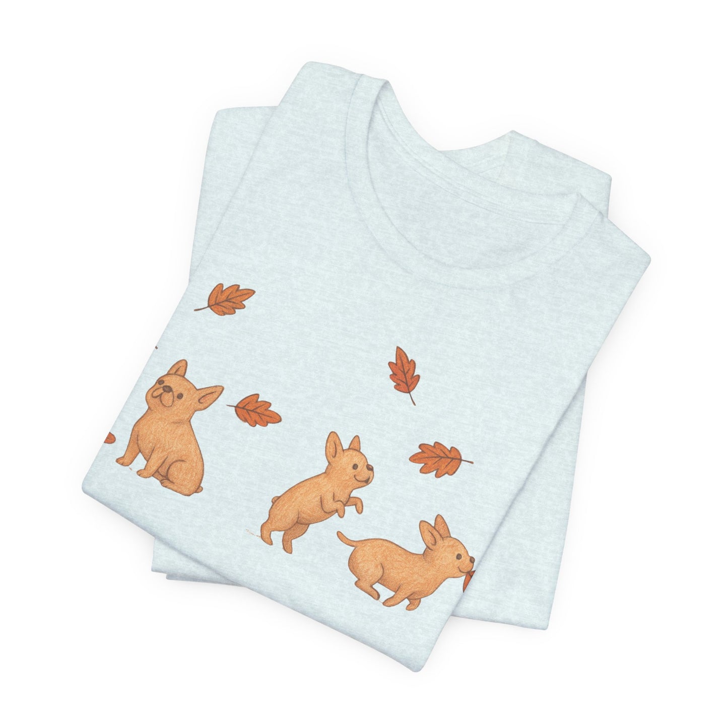 Fawn Frenchie Chasing Leaves TShirt