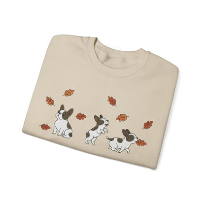 Piebald Frenchie Chasing Leaves Sweatshirt