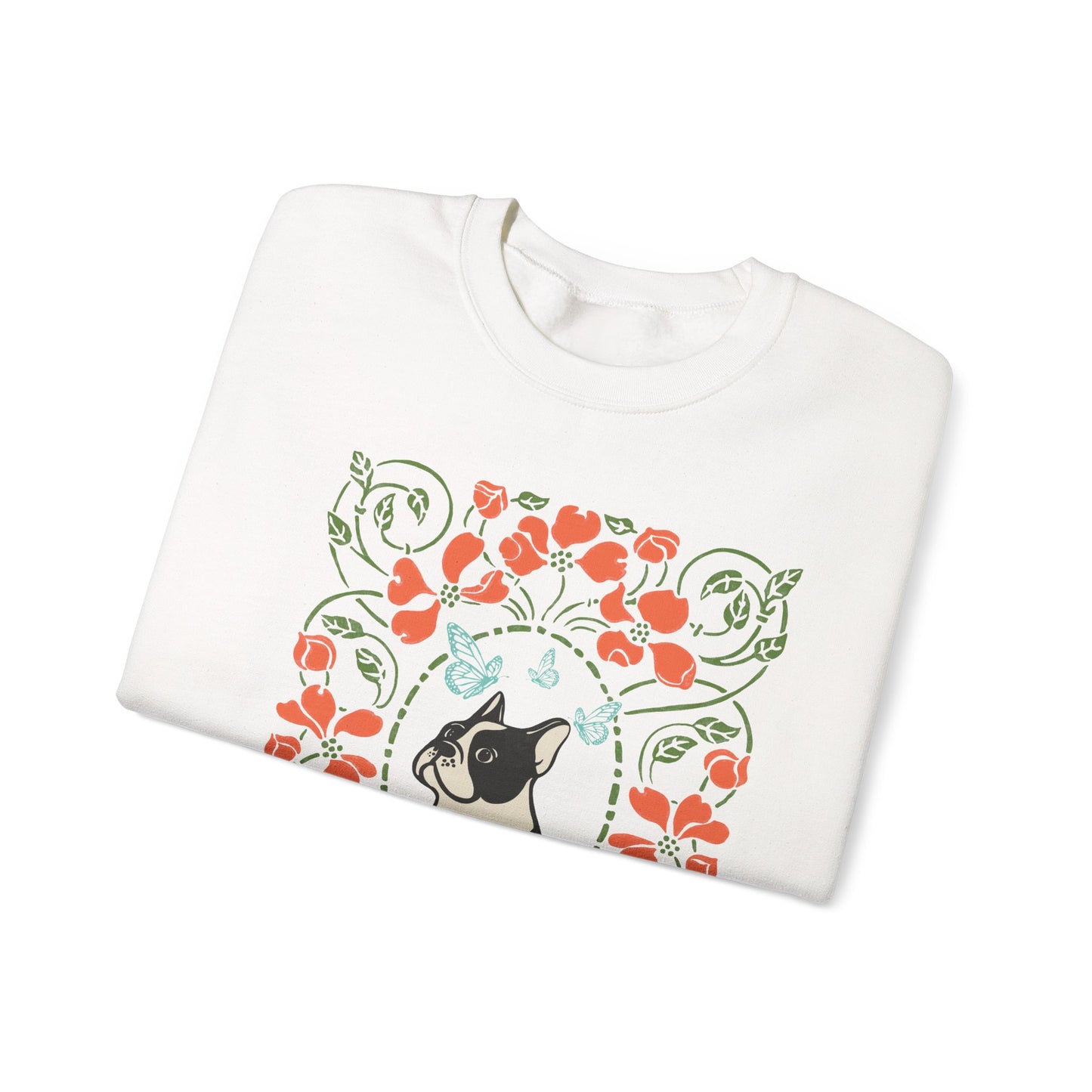 Piebald French Bulldog Butterfly Frame Sweatshirt