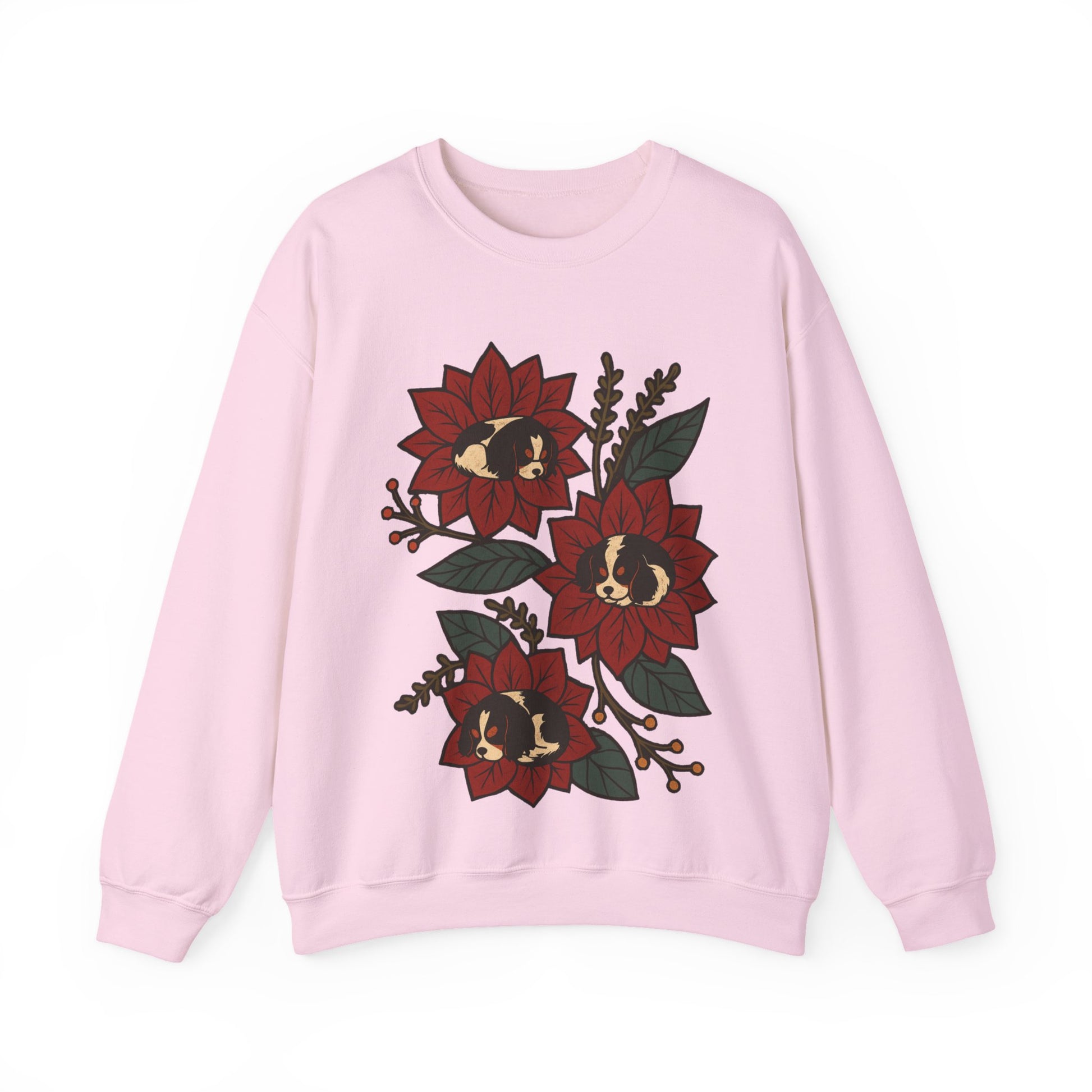 Tricolor Cavalier Christmas Flower Sweatshirt