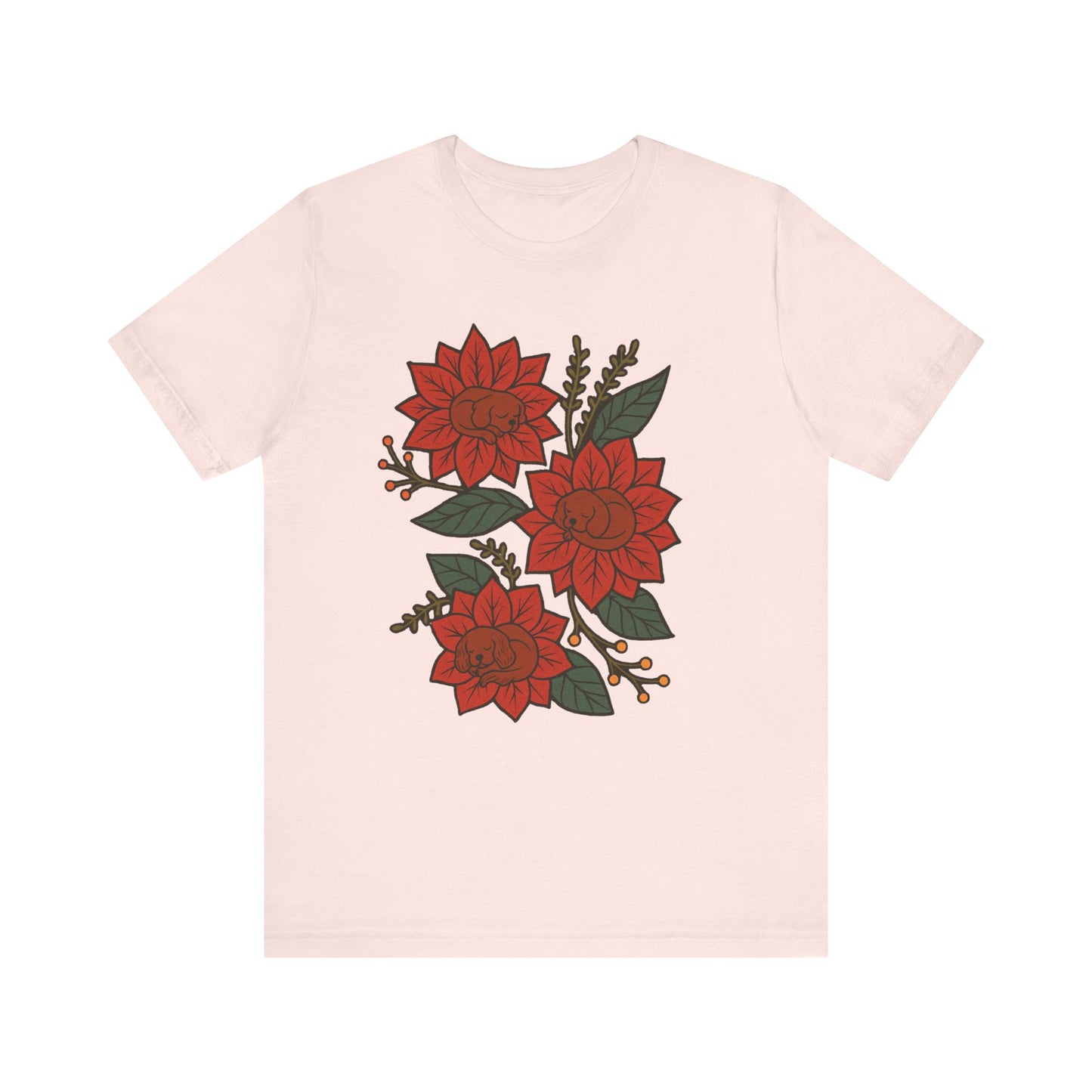 Ruby Cavalier Holiday Flowers Sleeping TShirt