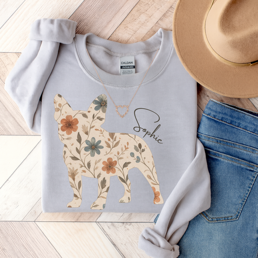 Frenchie Floral Silhouette Sweatshirt
